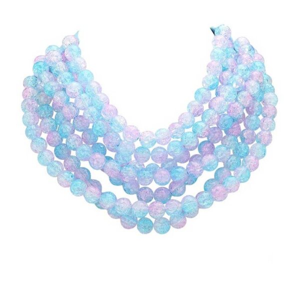 NEW Stunning Speckled Beaded 7-Strand Bib Statement Necklace in Cotton Candy - Picture 2 of 6